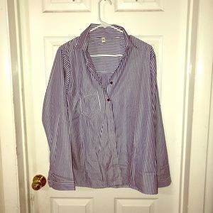 Blue and white button down shirt